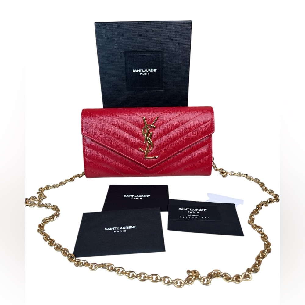 Yves Saint Laurent Red Wallet on Chain
